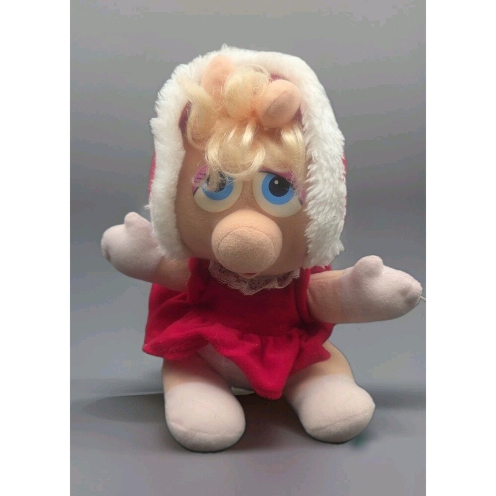 1987 Muppets Miss Piggy Baby Vintage Plush Christmas Doll 9" Jim Henson
